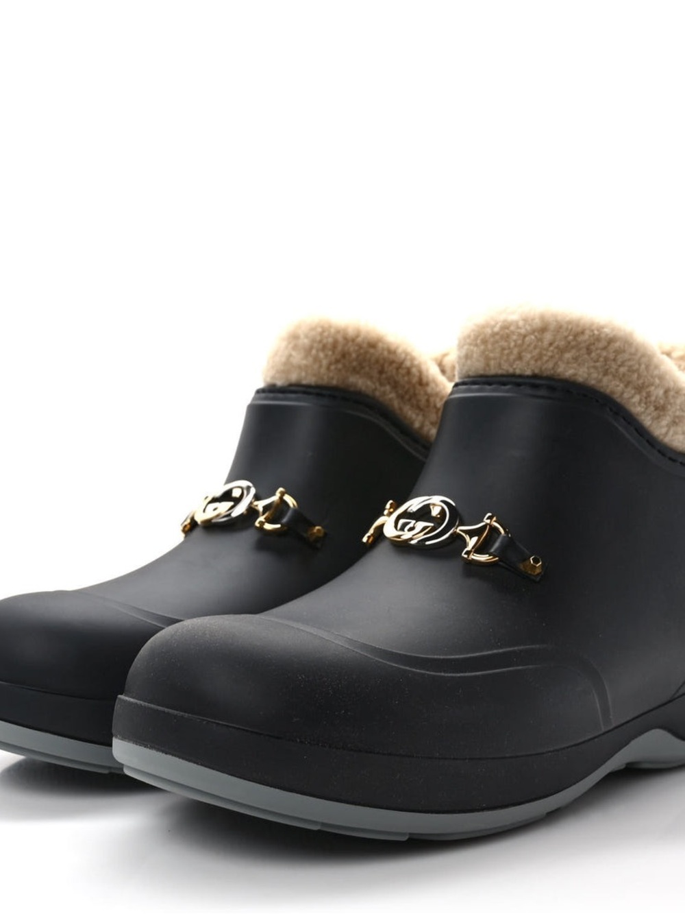 Gucci Horsebit Black Rubber Wool Boots- SIZE 8- LIKE‎ NEW